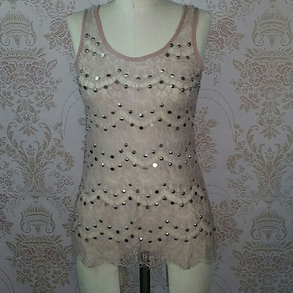 Bejeweled Lace Top